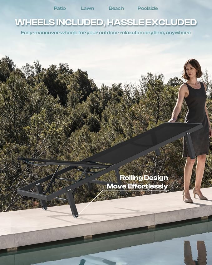 Pool Lounge Chairs Set of 3，Outdoor Lounge Chairs - Image 4