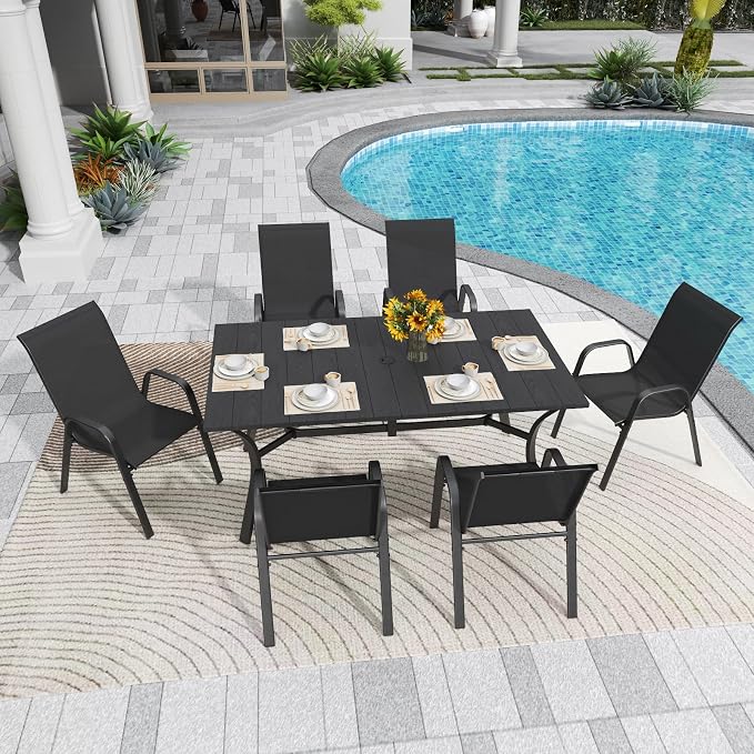 Patio Chairs Set of 4, Stackable Outdoor Dining Chairs - Image 4