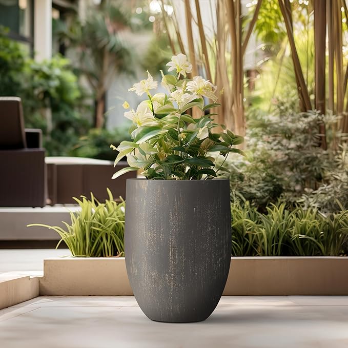 Kante Tall Concrete Planter, 21.7-Inch Height Antique Bronze Large Indoor - Image 5