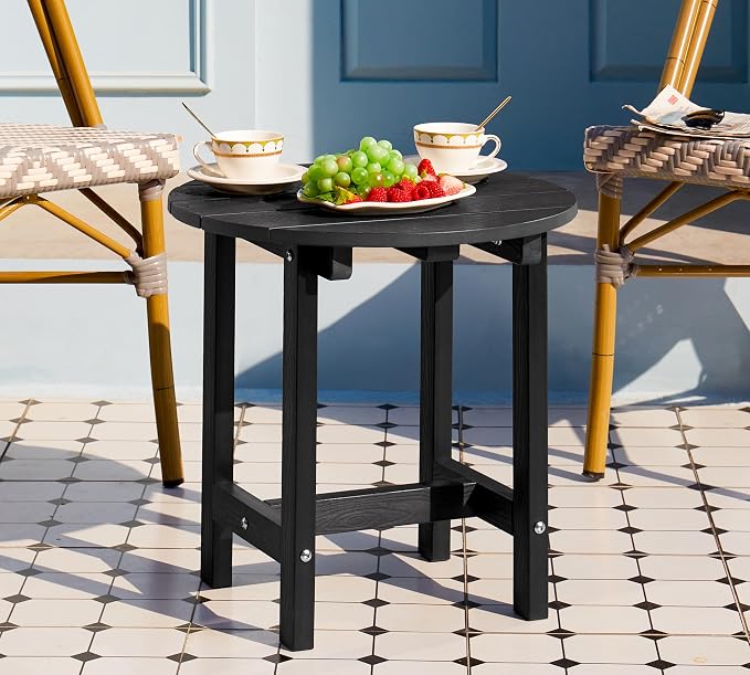 Y&M Outdoor Side Table, Waterproof Four-Legged Round Entryway End Table - Image 2