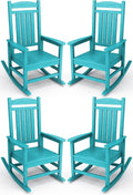 KINGYES HDPE Outdoor Rocking Chair Set of 4, All-Weather Poly Patio Rocking by KINGYES