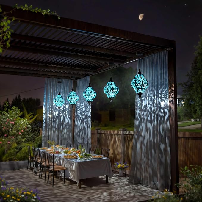 Hanging Solar Lights Outdoor Garden Decor Solar Lantern Waterproof Plastic - Image 5