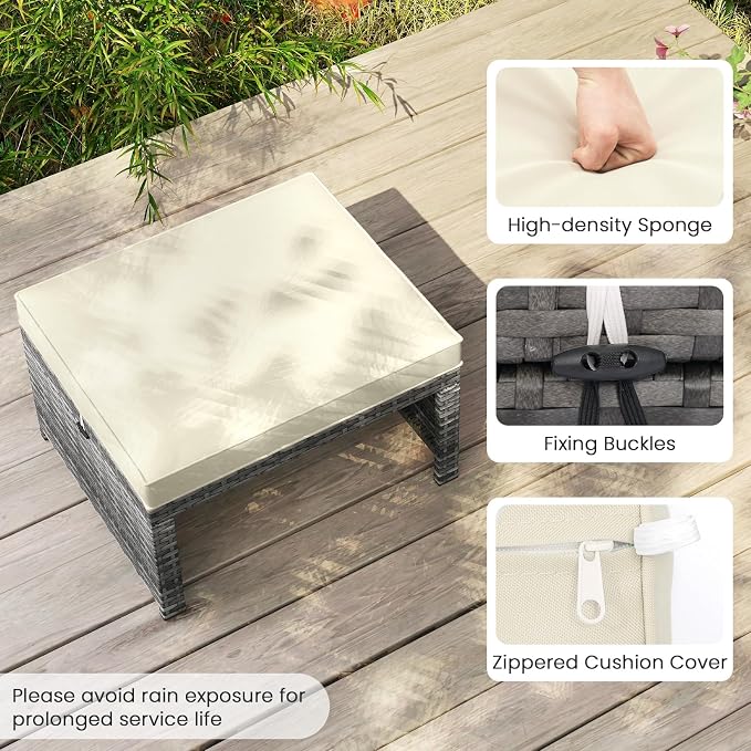 Tangkula 2 Pieces Patio PE Rattan Ottomans, and Yard - Image 5
