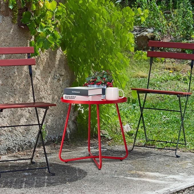 danpinera Outdoor Side Tables, Weather Resistant Steel Patio Side Table - Image 6