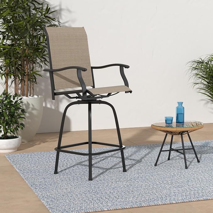 MFSTUDIO Outdoor Bar Stools Set of 2, Swivel Bar Height Patio Chairs Outdoor - Image 2