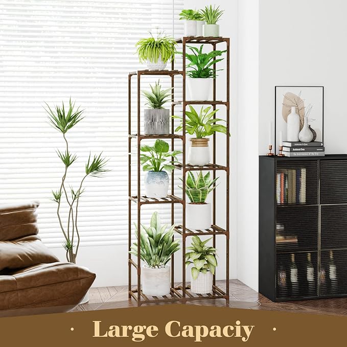 Bamworld 62 " Tall Plant Stand for Indoor Plants Outdoor Corner Plant Shelf - Image 2