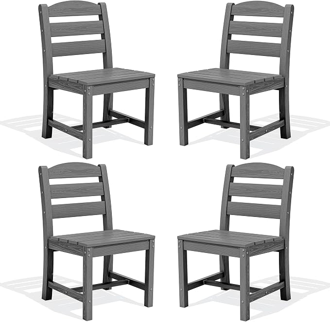 SERWALL Outdoor Dining Chairs Set of 4, All-Weather HDPE Patio Chair by SERWALL
