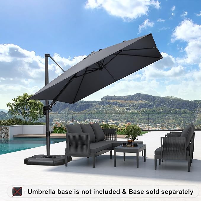 PURPLE LEAF 9.8' X 9.8' Left-right Tilting Patio Umbrella Outdoor Cantilever - Image 2