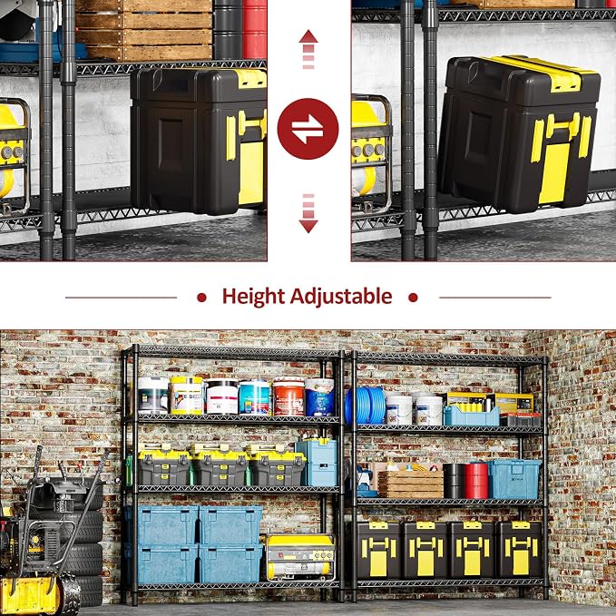 IZEUK 4-Tier Metal Garage Shelving, Heavy Duty Adjustable Storage Rack Organizer - Image 5