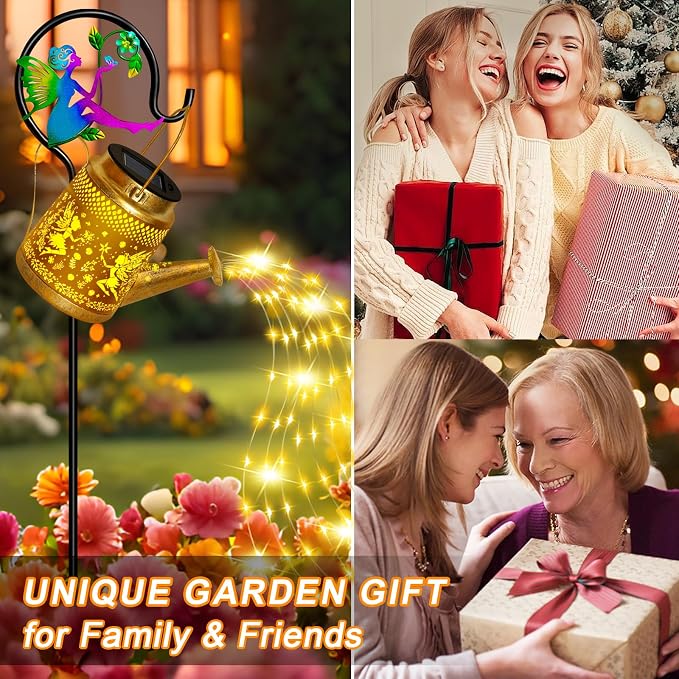 Solar Watering Can Lights Outdoor Garden Decor, Large Fairy Hanging Lantern - Image 6