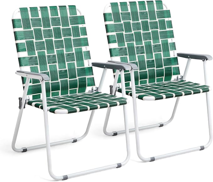 VINGLI Patio Lawn Webbed Folding Chairs Outdoor Beach Portable Camping Chair by VINGLI