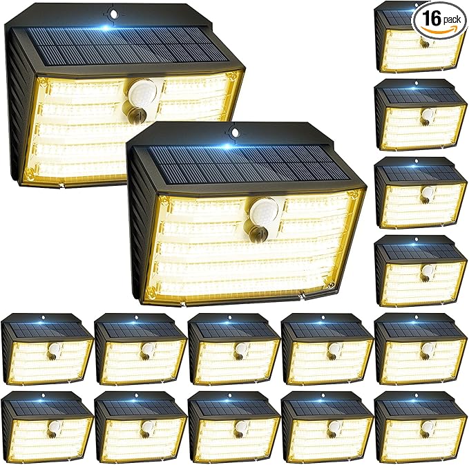 Solar Motion Lights Outdoor, Ultra Bright Solar Fence Lights by Claoner