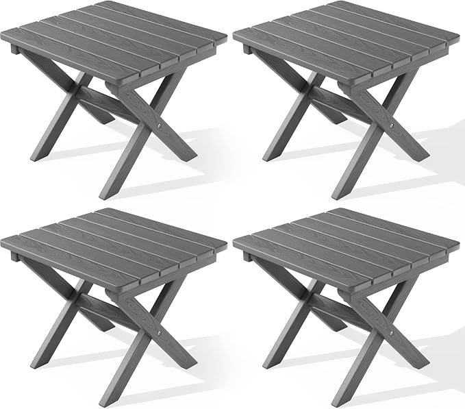 SERWALL Folding Outdoor Side Table Set of 4, Small Adirondack Side Table by SERWALL
