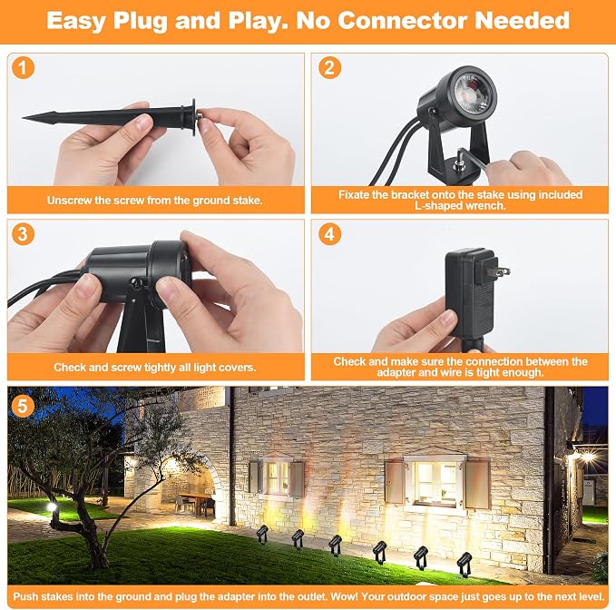 85.3FT LED Outdoor Landscape Spot Light Low Voltage, 24W Wired Uplight - Image 5