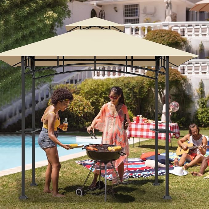 Grill Gazebo Replacement Top, 5 * 8 Outdoor BBQ Top Cover, Double Layer BBQ - Image 5