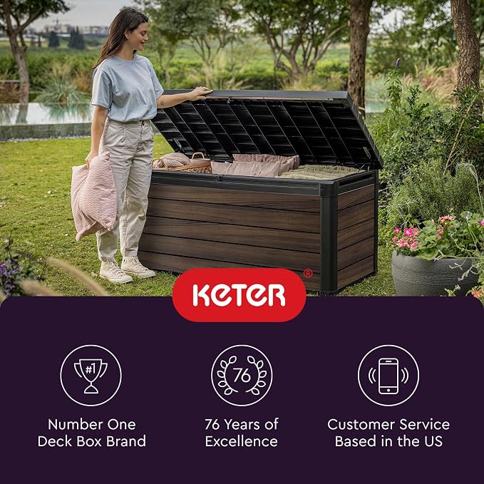 Keter Signature Collection 150 Gallon Resin Deck Box Organization and Storage - Image 12