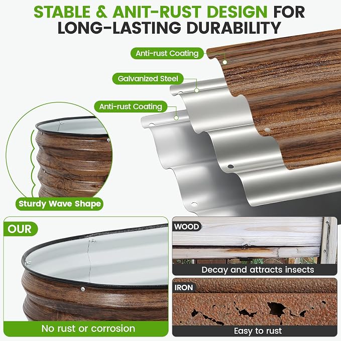 Galvanized Raised Garden Bed Outdoor |17'' Tall Planter Box Outdoor - Image 5