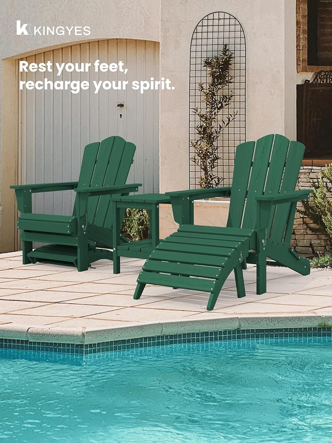 KINGYES Folding Adirondack Ottomans Set of 2 - Image 4