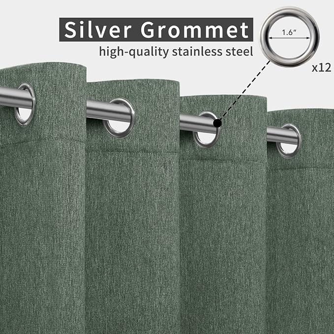 Easy-Going Linen Look Outdoor Curtains Waterproof Windproof Porch Curtains - Image 3