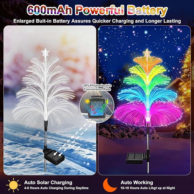 Solar Lights Outdoor Waterproof 7 Colorful Changing Ice Cream Rainbow Jellyfish - Image 4