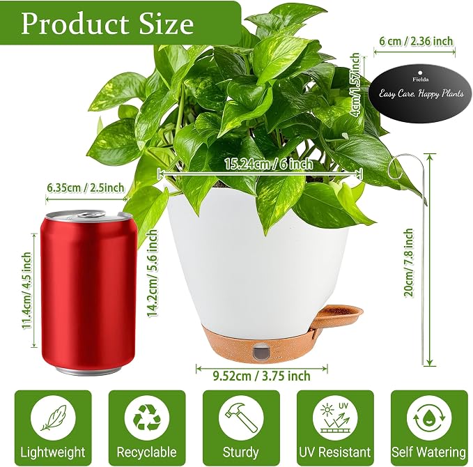 6 Inch Self Watering Pots for Indoor Plants – Small Plastic Planters - Image 6