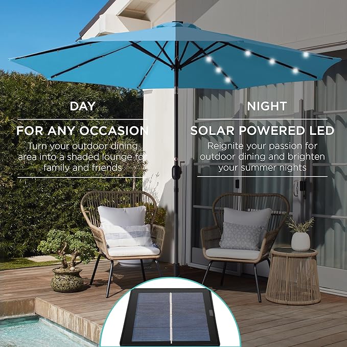 Best Choice Products 10ft Solar Polyester LED Lighted Patio Umbrella w/Tilt - Image 3