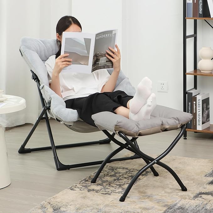 15" Folding Ottoman, Foldable Footrest Stool, Portable Small Foot Stool - Image 2