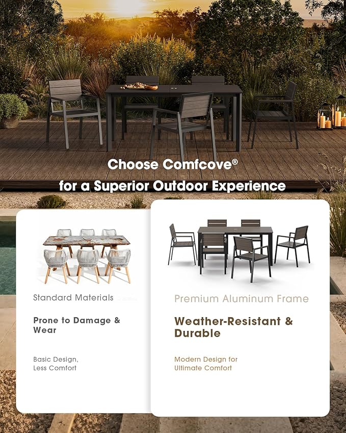 Outdoor Patio Dining Table, Aluminum & HDPS Outdoor Table - Image 4