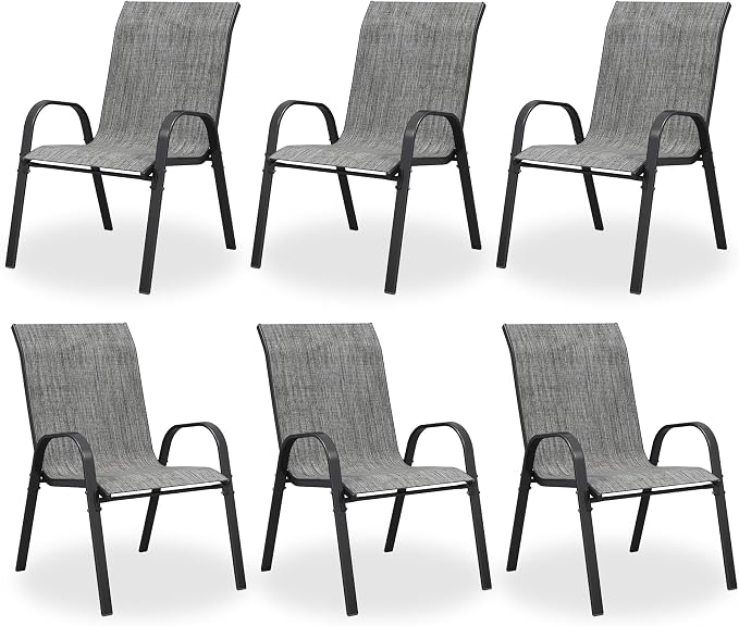 Patio Dining Chairs Set of 8, Outdoor High Stacking Chairs，Breathable Seat by VonzoyHome