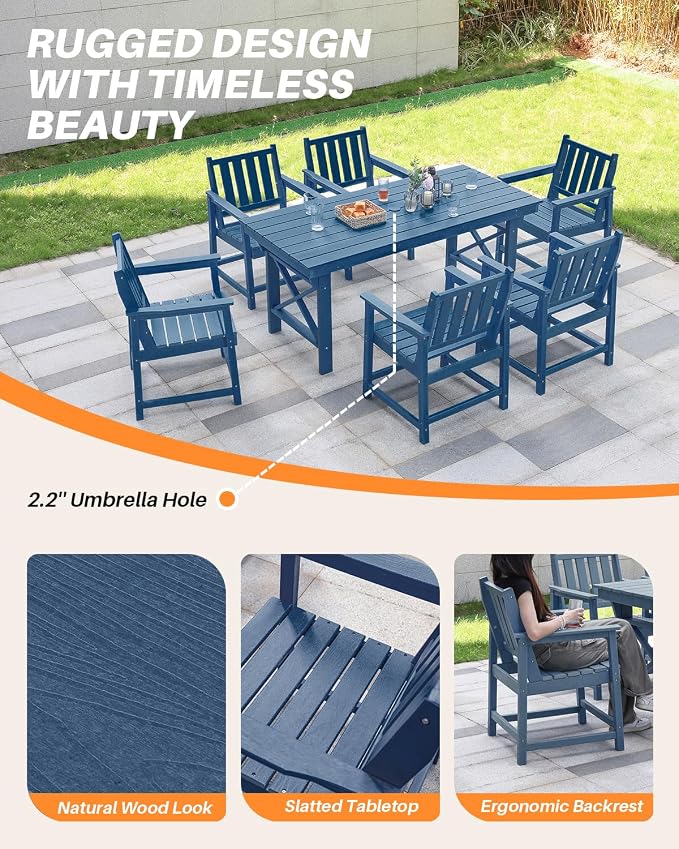 5 Pieces HDPE Patio Dining Set, Outdoor Table and Chairs - Image 8