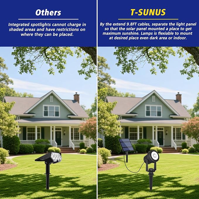 T-SUNUS Solar Spot Lights Christmas 6-in-1 Outdoor Warm White 3000K Landscape - Image 4