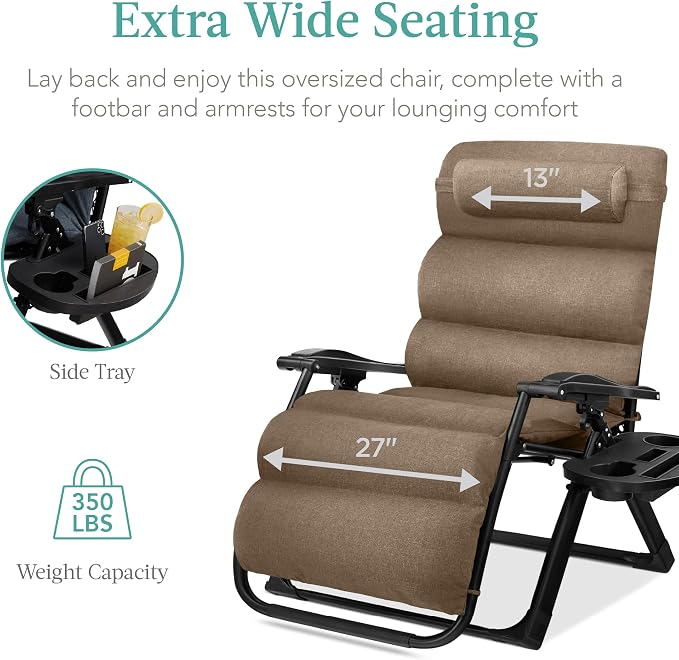 Best Choice Products Oversized Zero Gravity Chair, Folding Outdoor Patio - Image 5