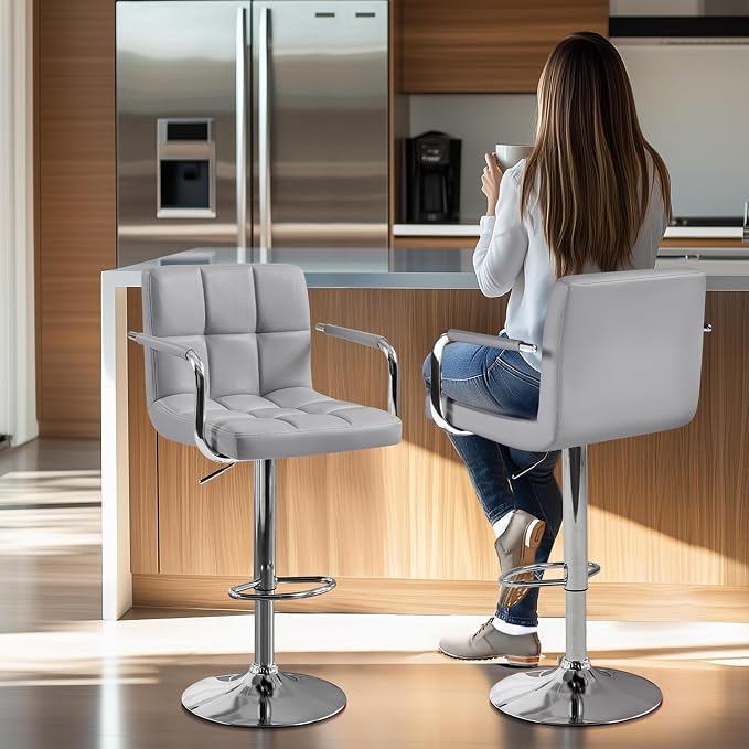 Yaheetech Bart Stools Set of 4, PU Leather Adjustable Barstools - Image 7
