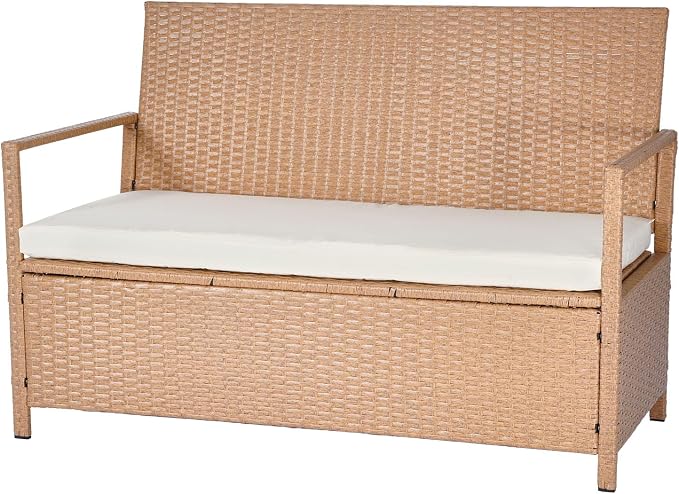 VEVOR Outdoor Storage Bench, 2-Person PE Rattan Storage Bench, 70 Gal Deck Box - Image 9