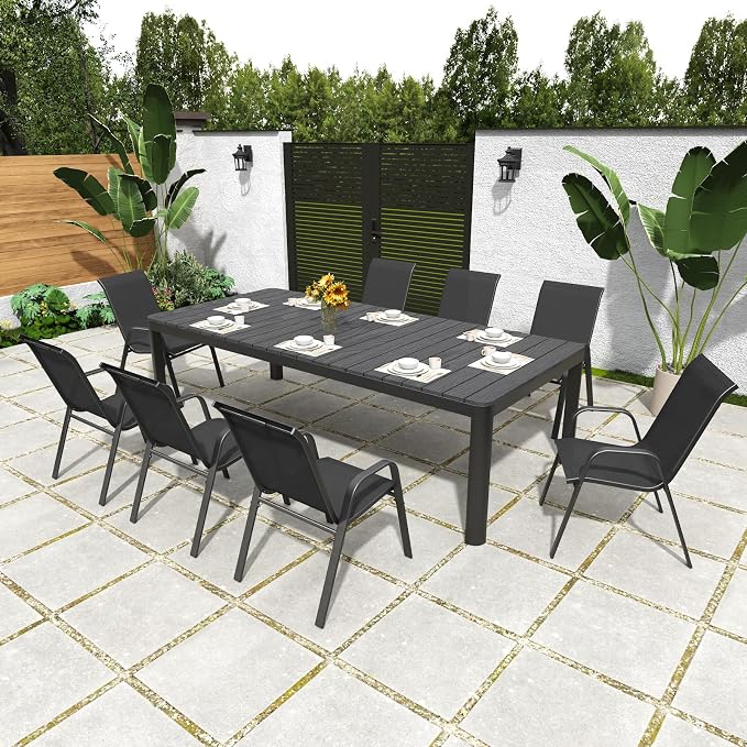 Patio Chairs Set of 8, Stackable Outdoor Dining Chairs - Image 3