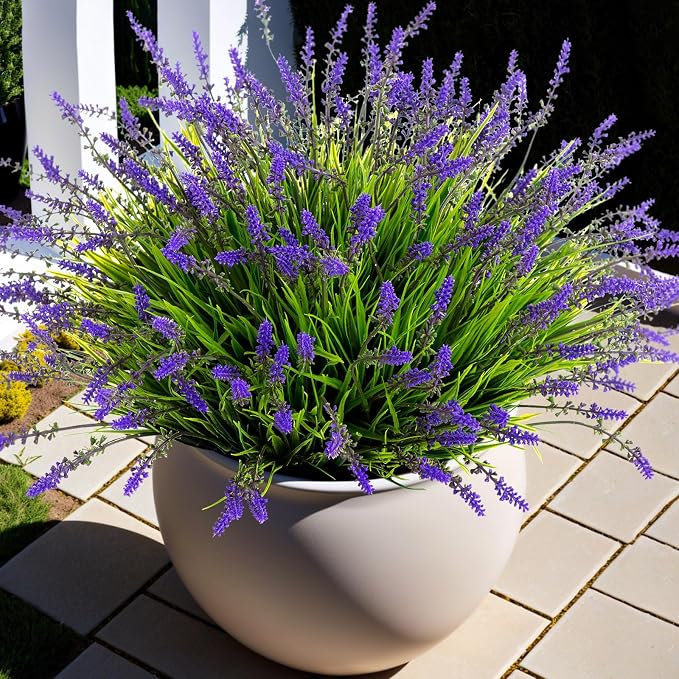 Artificial Faux Plants Flowers for Outdoor Decorations, Fake Monkey Grass for by Ammyoo