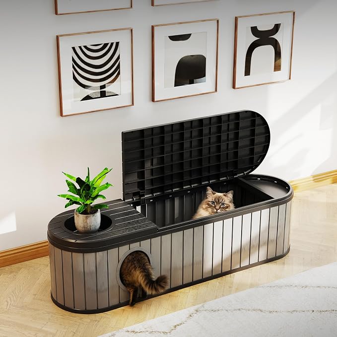 DRATO Outdoor Storage Box, Resin Deck Storage Box Waterproof Patio Storage Box - Image 2