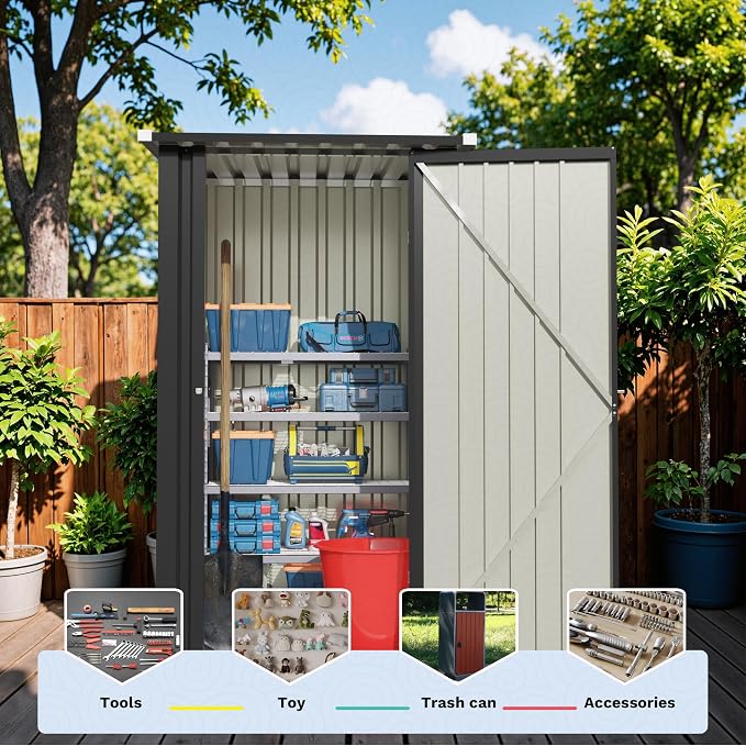 Devoko 3x3 FT Outdoor Storage Shed, Small Garden Tool Shed - Image 6