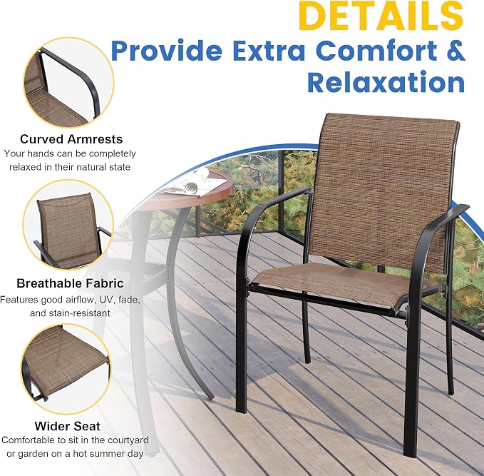 VICLLAX 5 Pieces Patio Dining Set, Outdoor Furniture Set Includes 1 Square - Image 2