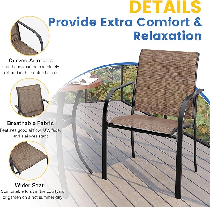 VICLLAX Patio Table and Chair Set of 8, All Weather Metal Round Outdoor Dining - Image 2