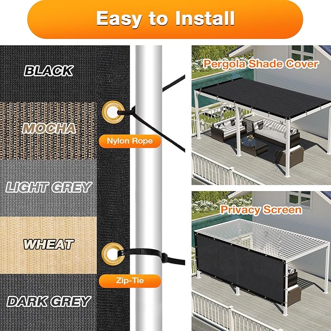 Artpuch Outdoor Pergola Shade Cover 6x12 FT Sun Shade Cloth - Image 5