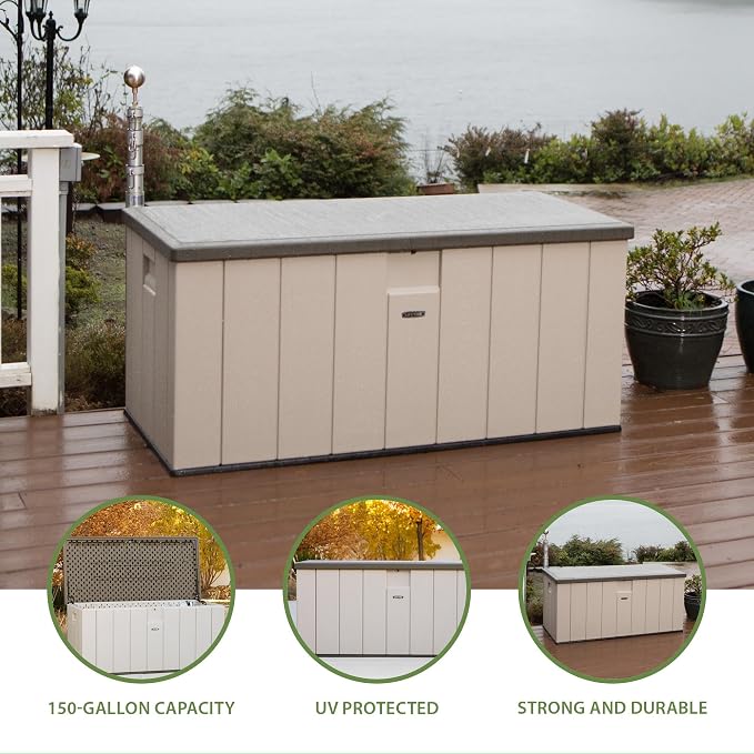 LIFETIME 60254 Heavy-Duty Outdoor Storage Deck Box, 150 Gallon, Desert - Image 3
