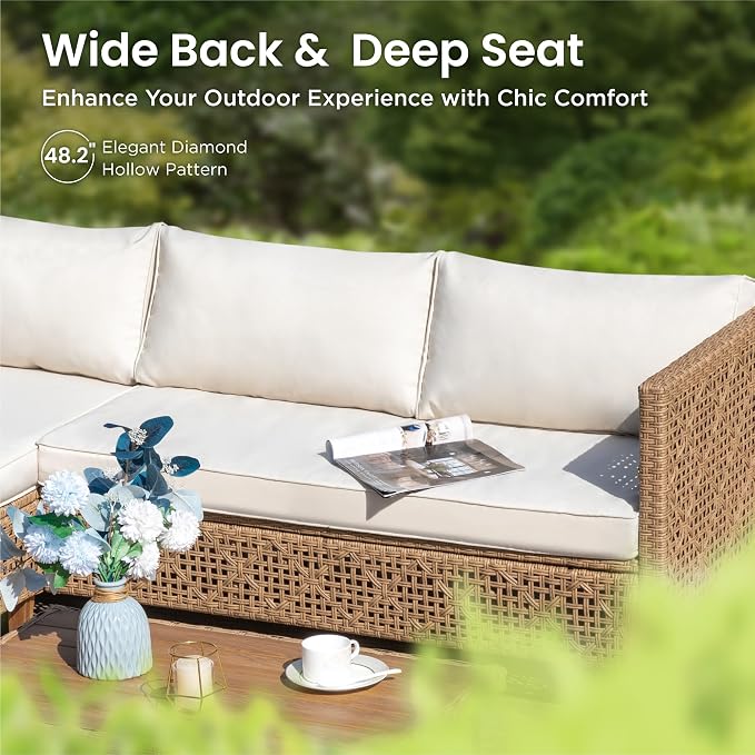 PHI VILLA Wicker Patio Furniture Set, Outdoor Sectional Couch - Image 4