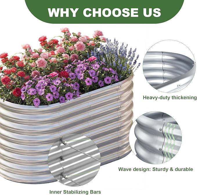 AHEONLAR 3 Pack 4×2×1.5ft Galvanized Raised Garden Beds Outdoor, Sturdy Planter - Image 5