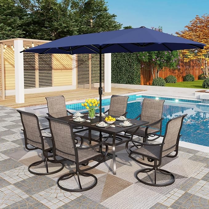 PHI VILLA Swivel Chair Patio Dining Set by PHIVILLAThepioneerofcomfortablehouseholdsupplies