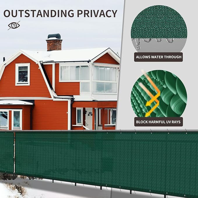 LOVE STORY Custom Size 3'x33' Dark Green Balcony Privacy Screen, UV Block - Image 4