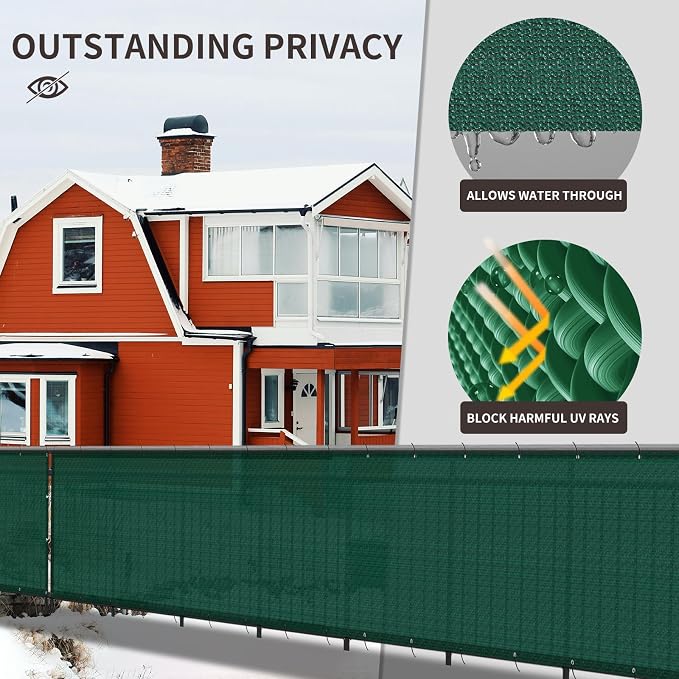 LOVE STORY Custom Size 3'x27' Dark Green Balcony Privacy Screen, UV Block - Image 4