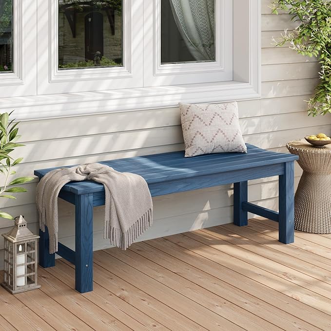 Stoog Outdoor Benches Set of 2, 2-Person Patio Dining Bench, Waterproof HIPS - Image 2