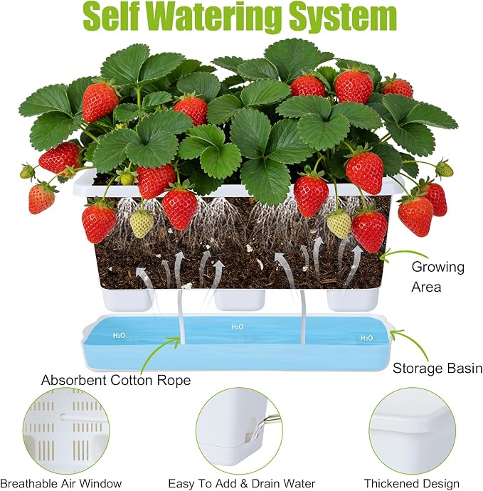 Window Box Planter 6 Packs, 13.8 Inches Rectangle Flower Pots - Image 4