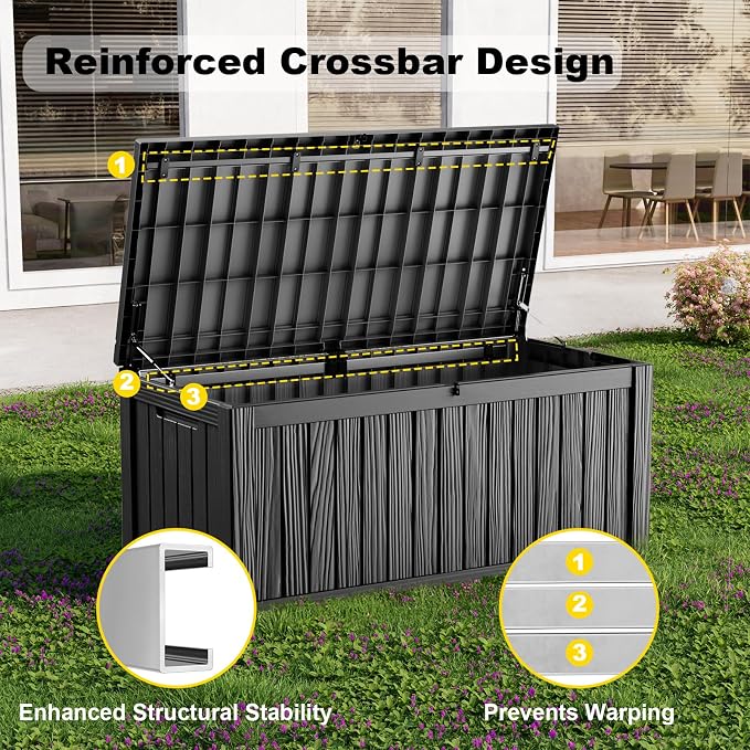ROJIK 150 Gallon Outdoor Storage Box Waterproof - Image 4